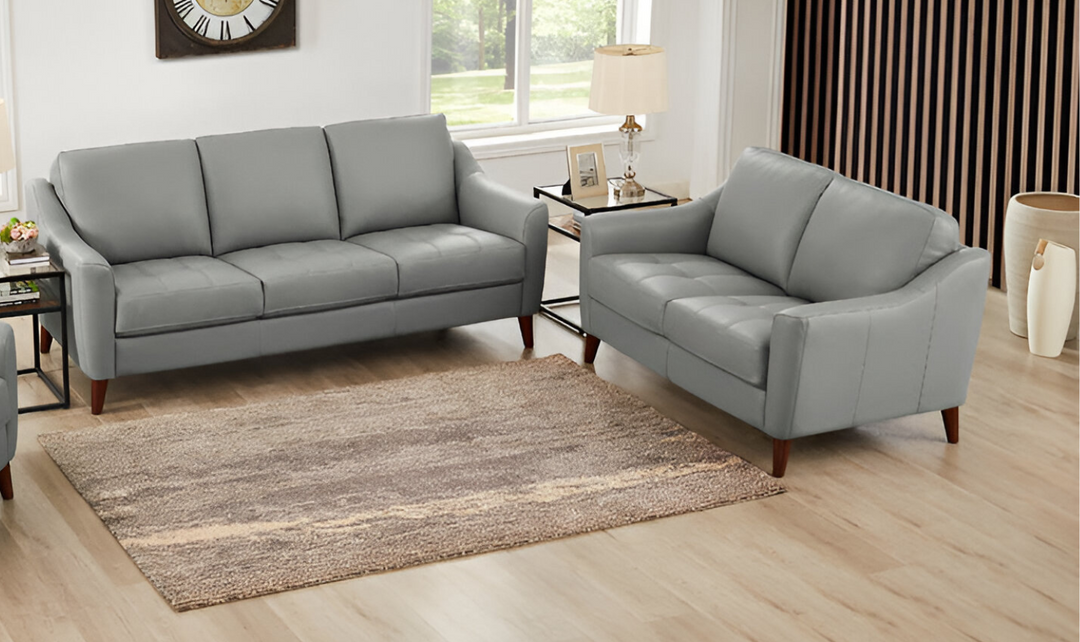 Ersa 2-Seater Leather Loveseat With Wooden Legs-Jennifer Furniture