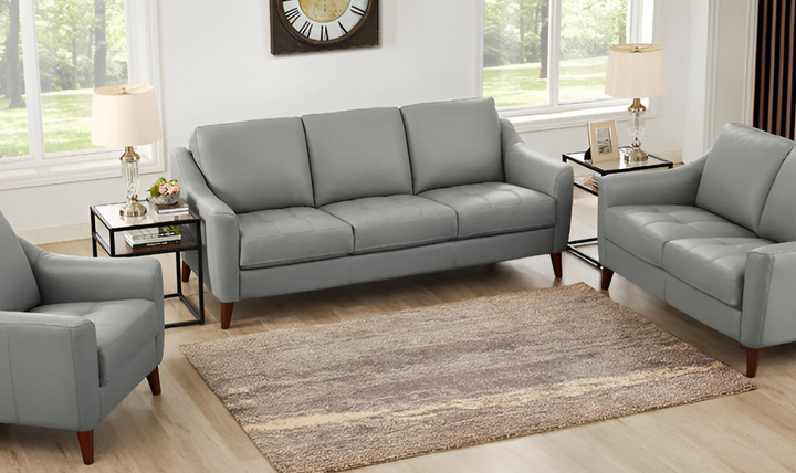 Ersa 3-Seater Leather Sofa With Wooden Legs-Jennifer Furniture