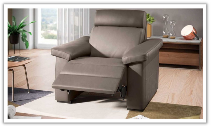 Natuzzi Estremo Office Grey Leather Power Recliner Armchair