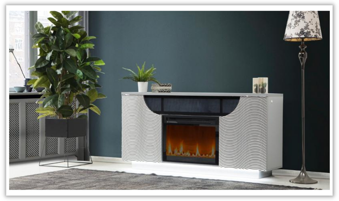 Ethan 66" Console Fireplace W/ Floating LED Display