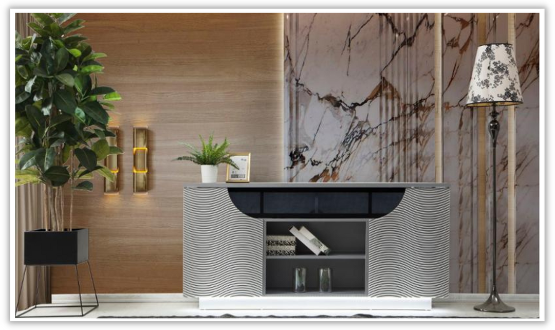 Ethan 66" Console Fireplace W/ Floating LED Display