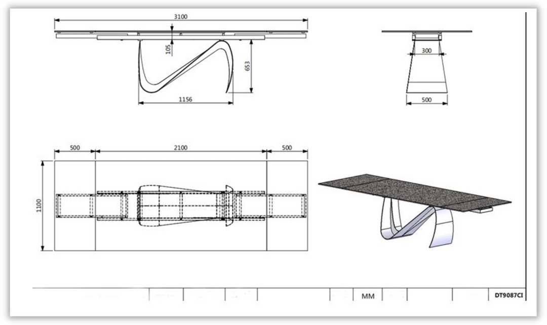 European Ceramic Top Marble Design Extension Dining Table