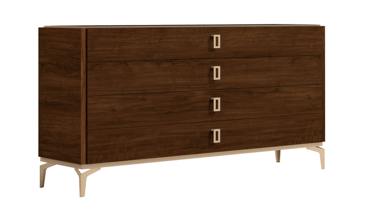 Eva 4 Drawer Dresser with Brass Handle