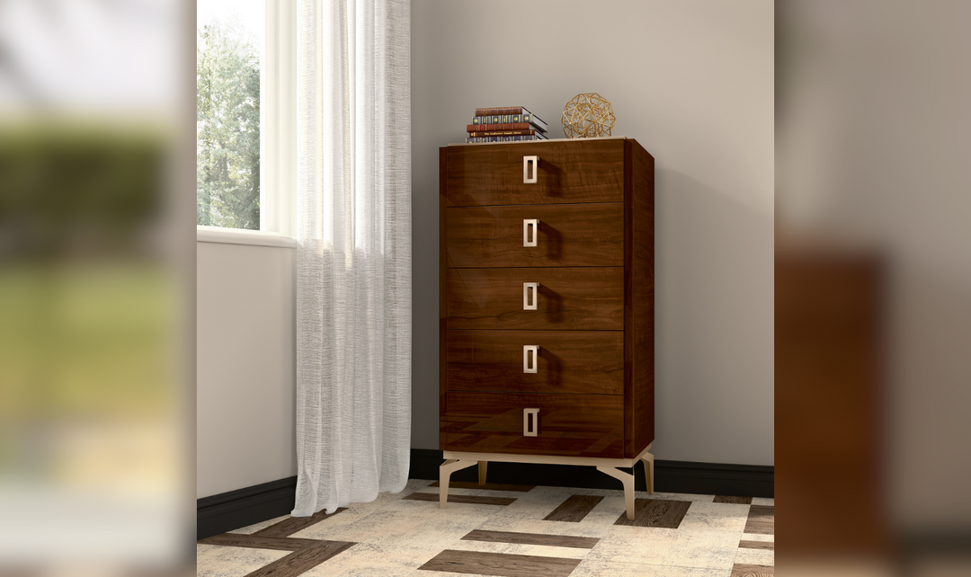 Eva 5 Drawer Chest in Walnut