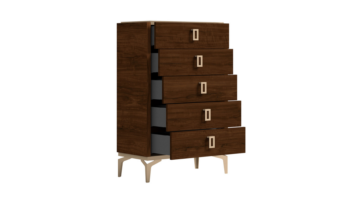 Eva 5 Drawer Chest in Walnut