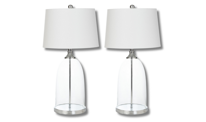 Farrell 30" Silver Metal/ Glass Table Lamp, (Set of 2)