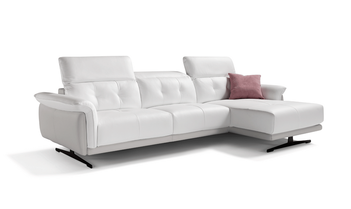 Filosofa Leather Sectional with Chaise in White