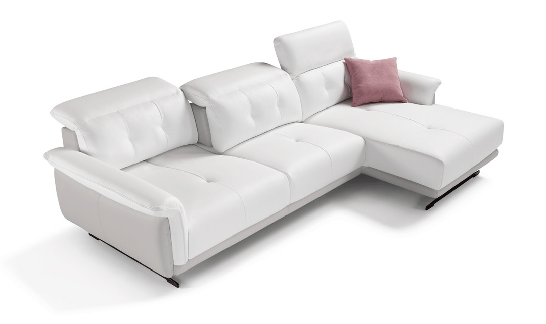 Filosofa Leather Sectional with Chaise in White