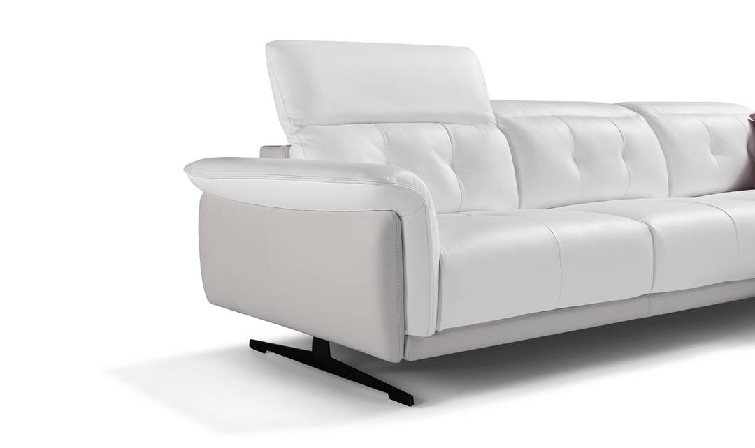 Filosofa Leather Sectional with Chaise in White