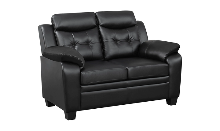 Coaster Furniture Finley Tufted Back Leather Loveseat in Black