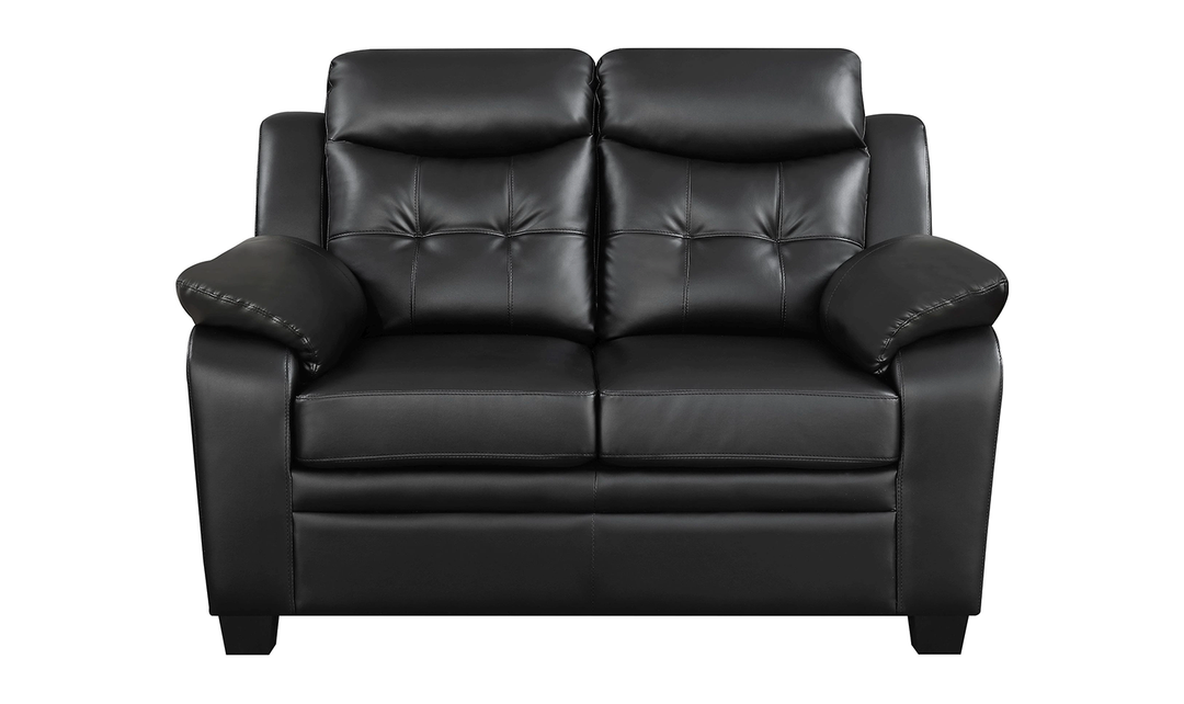 Coaster Furniture Finley Tufted Back Leather Loveseat in Black