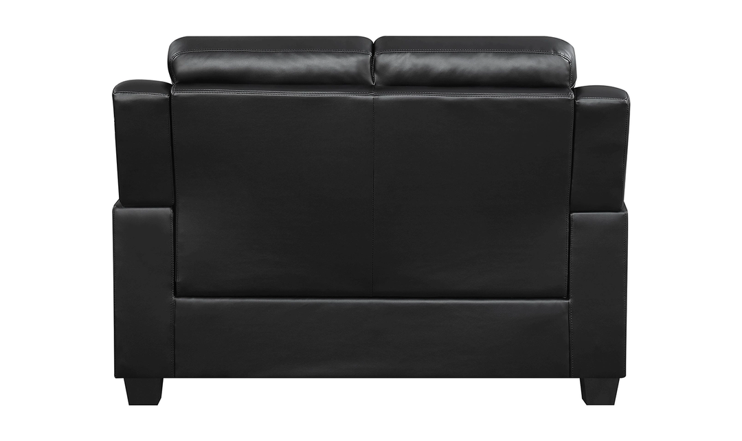 Coaster Furniture Finley Tufted Back Leather Loveseat in Black