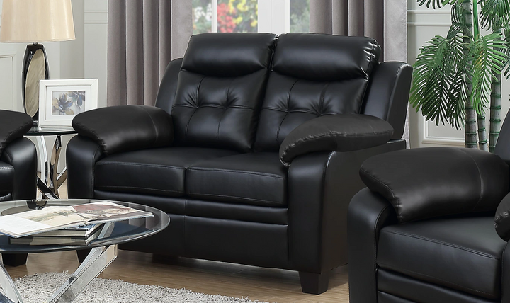 Coaster Furniture Finley Tufted Back Leather Loveseat in Black