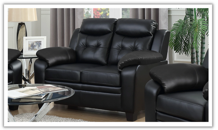 Coaster Furniture Finley Tufted Back Leather Loveseat in Black