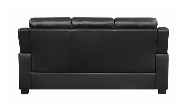 Coaster Finley 3-Seater Tufted Faux Leather Sofa in Black- Jennifer Furniture