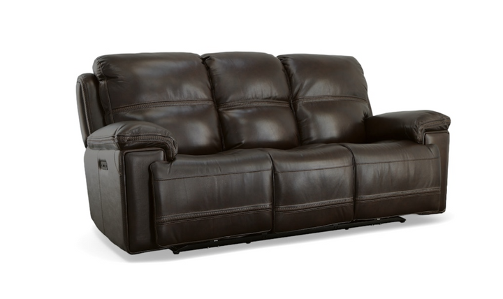 Flexsteel Fenwick Leather Living Room Set In Brown-jenniferfurniture