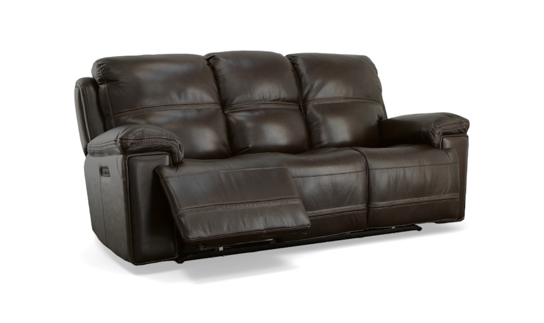 Flexsteel Fenwick Leather Living Room Set In Brown-jenniferfurniture