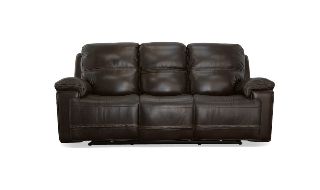 Flexsteel Fenwick Leather Living Room Set In Brown-jenniferfurniture