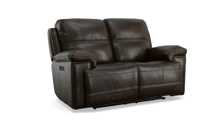 Flexsteel Fenwick Leather Living Room Set In Brown-jenniferfurniture