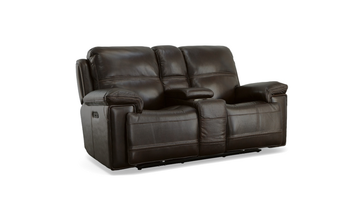 Flexsteel Fenwick Leather Living Room Set In Brown-jenniferfurniture