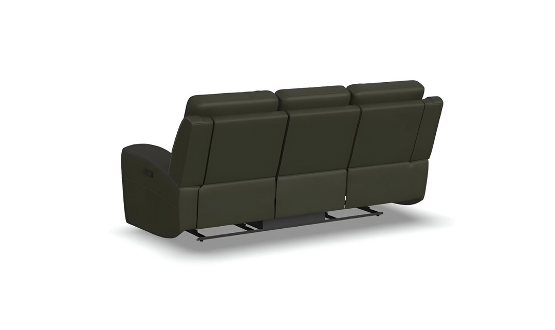 Flexsteel Iris 3-Seater Leather Tufted Power Reclining Sofa in Dark Gray-jenniferfurniture