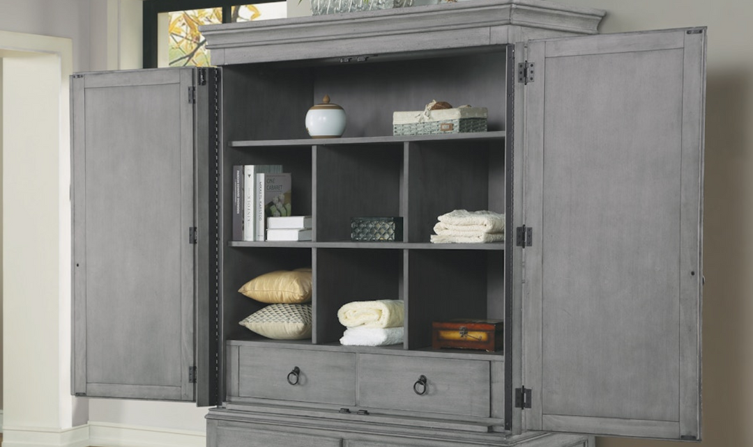 Flexsteel Plymouth 3 Drawer Armoire in Graywash-jenniferfurniture