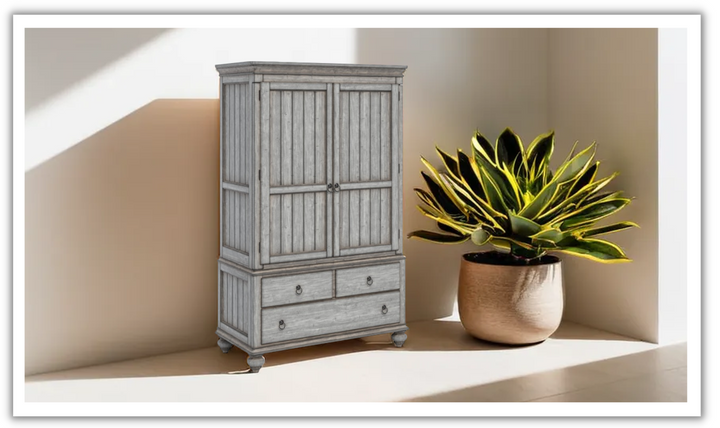 Flexsteel Plymouth 3 Drawer Armoire in Graywash-jenniferfurniture