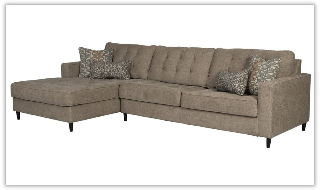 Flintshire Fabric Sectional Sofa With Chaise In Auburn