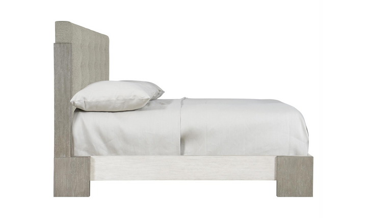 Bernhardt Foundations Taupe Fabric Upholstered Wooden Bed