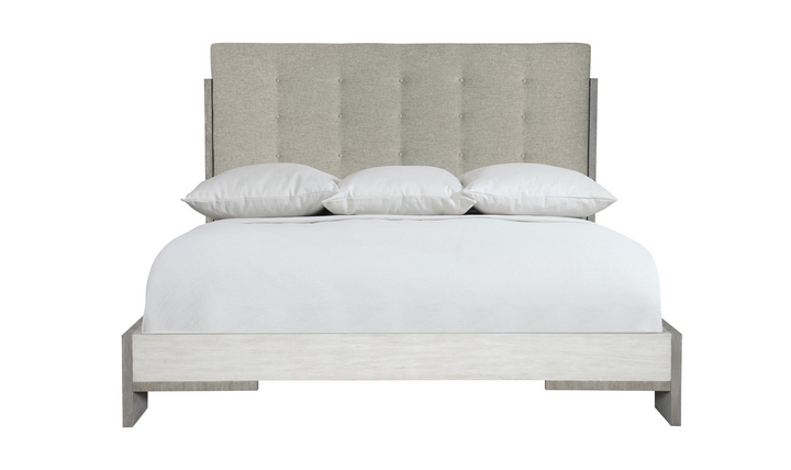 Bernhardt Foundations Taupe Fabric Upholstered Wooden Bed