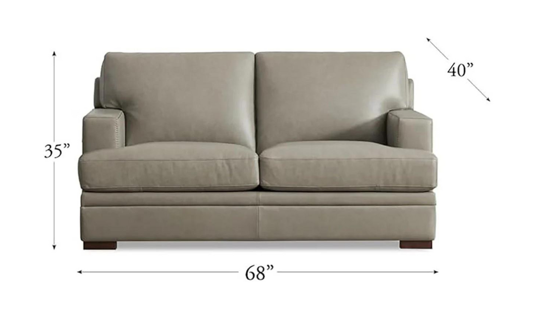 Georgia 2-Seater Leather Loveseat With Box Cushions