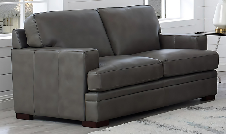 Georgia 2-Seater Leather Loveseat With Box Cushions