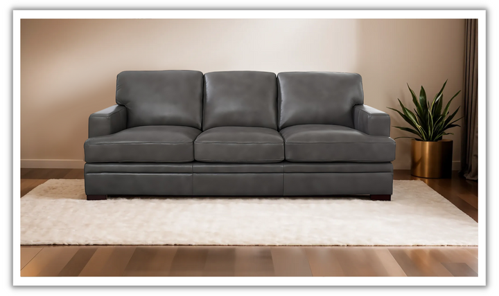 Georgia 3-Seater Leather Sofa With Box Cushions