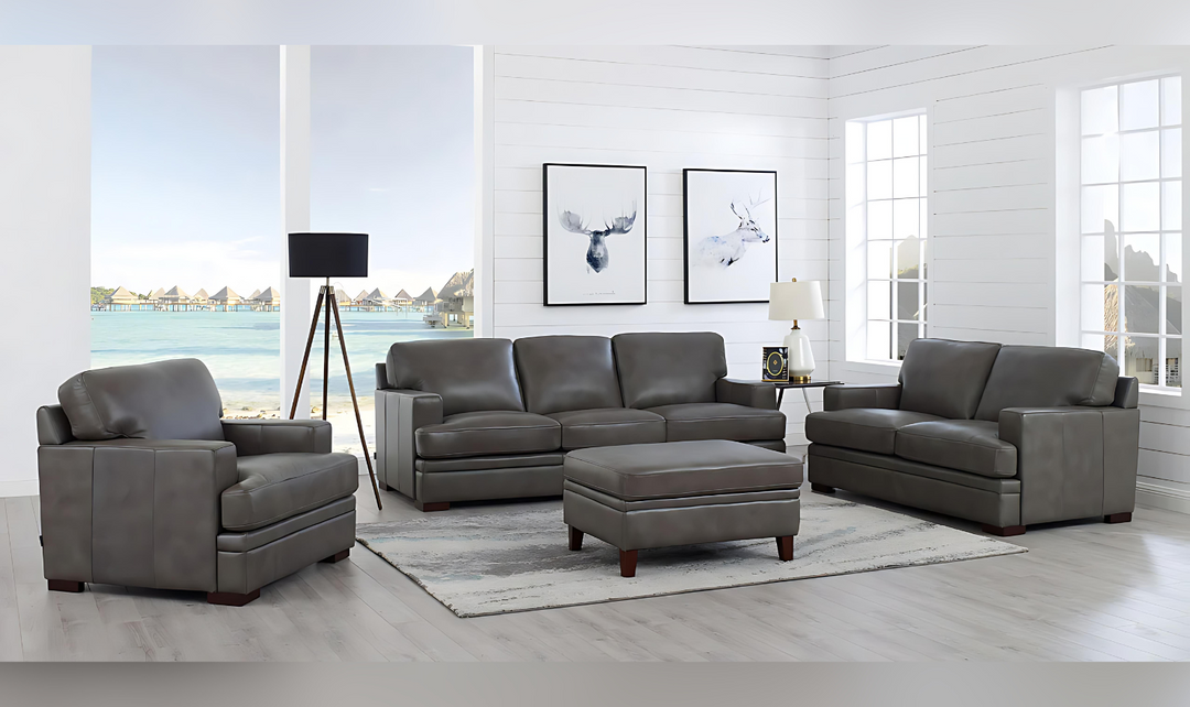 Georgia 3-Seater Leather Sofa With Box Cushions