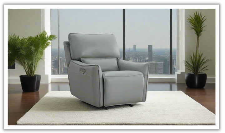 Gio Italia Heather Leather Gliding Power Recliner Chair in Gray-jennifer furniture