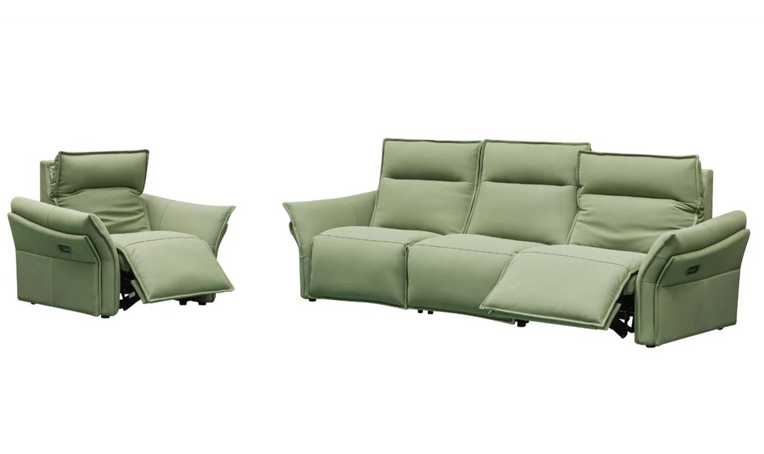 Gio Italia Vittoria 3-Seater Leather Power Reclining Sofa in Green