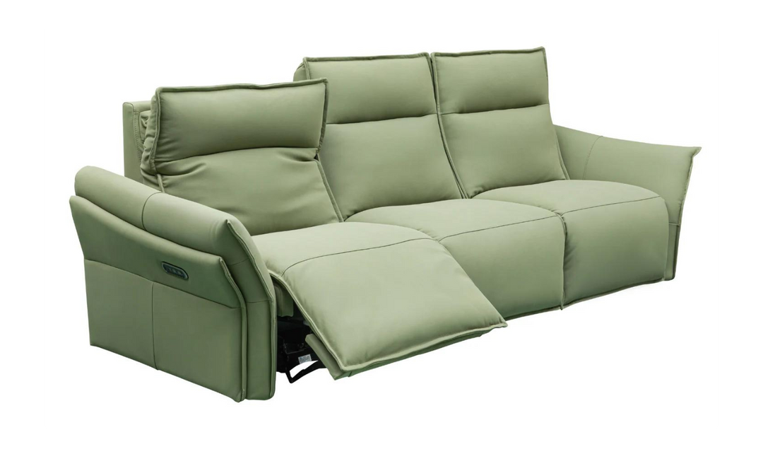 Gio Italia Vittoria 3-Seater Leather Power Reclining Sofa in Green