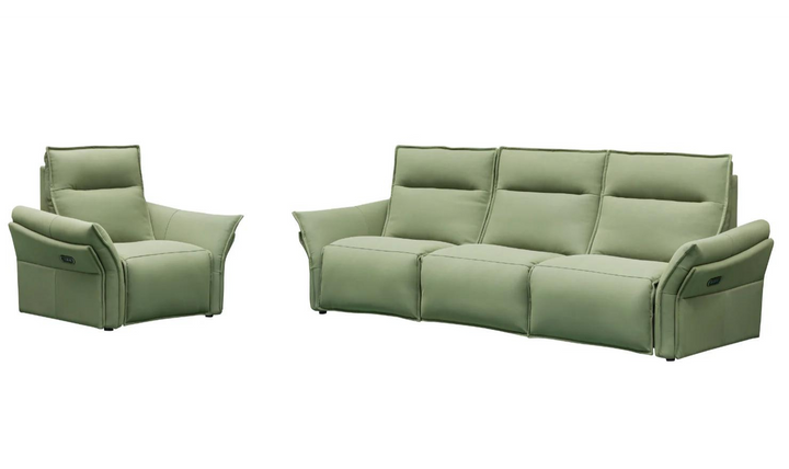 Gio Italia Vittoria 3-Seater Leather Power Reclining Sofa in Green