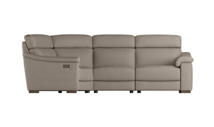 Giulivo L-shaped Dove Leather Sectional with Recliner