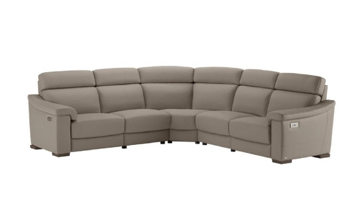 Giulivo L-shaped Dove Leather Sectional with Recliner