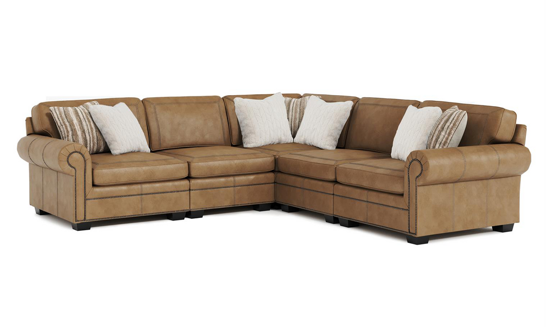 Bernhardt Grandview 5 Piece Sectional Sofa in Leather