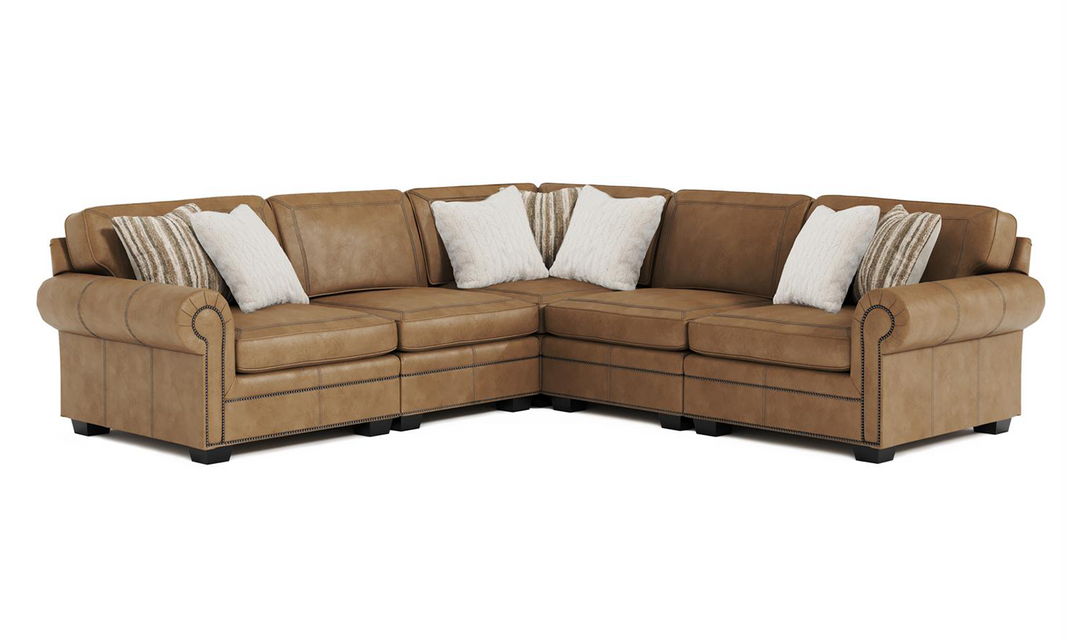 Bernhardt Grandview 5 Piece Sectional Sofa in Leather