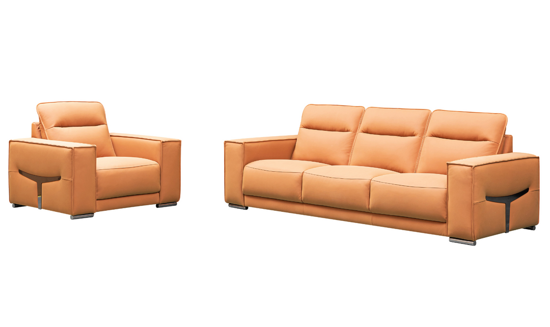 Grazia 3 Seater Leather Sofa In Orange