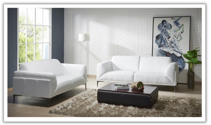 Jennifer Italia Groove 2-Seater Stationary Leather Sofa in White