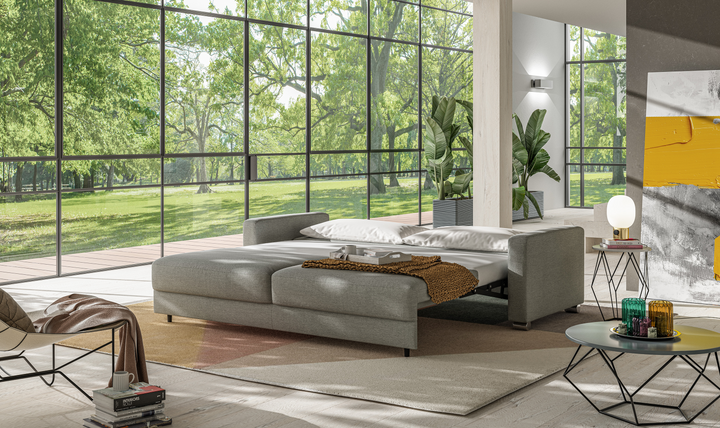 Luonto Hampton Stone Fabric Sleeper Sofa with Foam Mattress