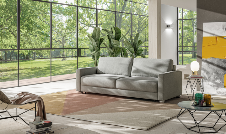 Luonto Hampton Stone Fabric Sleeper Sofa with Foam Mattress