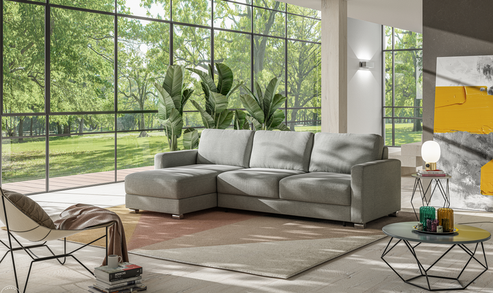 Luonto Hampton L-Shaped Fabric Sectional Sofa Sleeper with Reversible Chaise