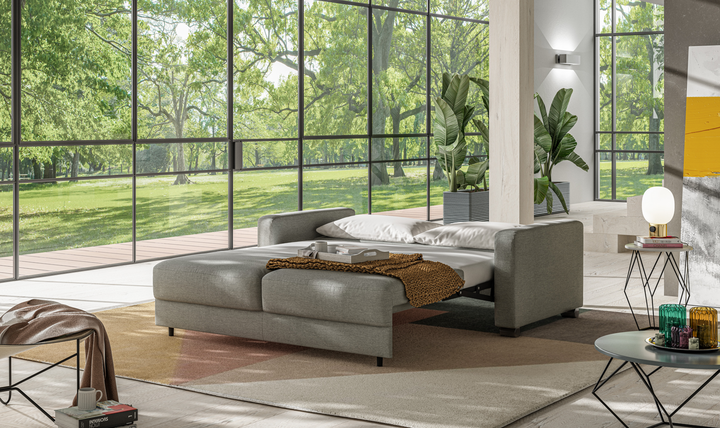 Luonto Hampton Stone Fabric Sleeper Sofa with Foam Mattress