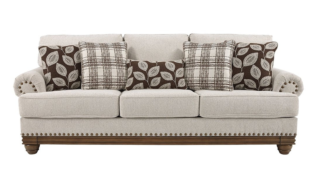 Ashley  Harleson 3-Seater Wheat Fabric Sofa With Rolled Arms