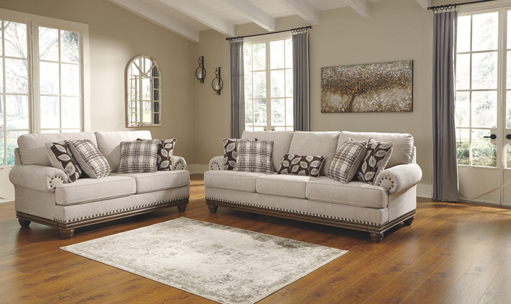 Ashley  Harleson 3-Seater Wheat Fabric Sofa With Rolled Arms